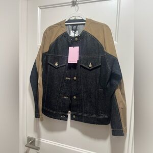 Avec Les Filles Black and Green Jean Jacket